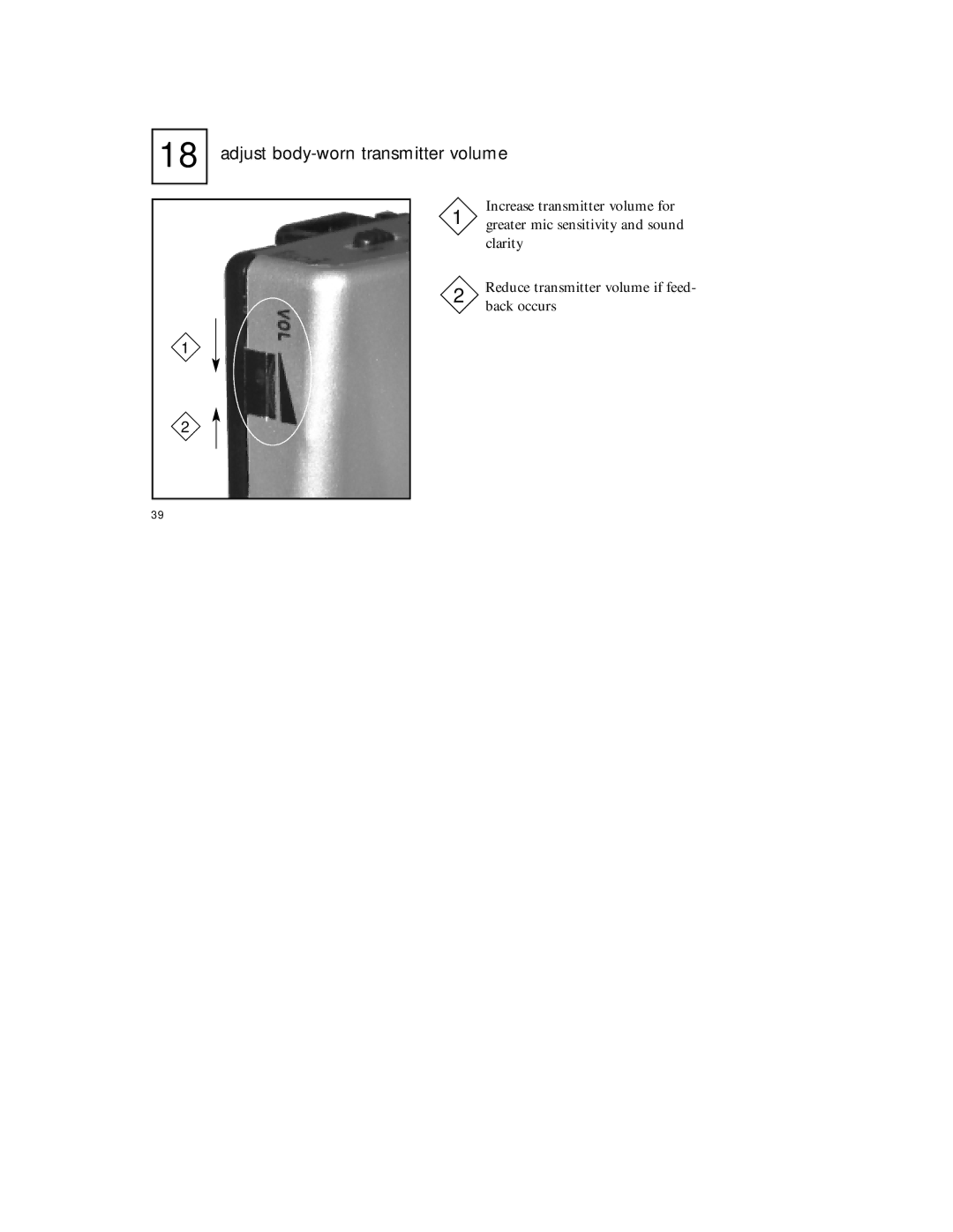 Radio Shack 920SR manual Adjust body-worn transmitter volume 