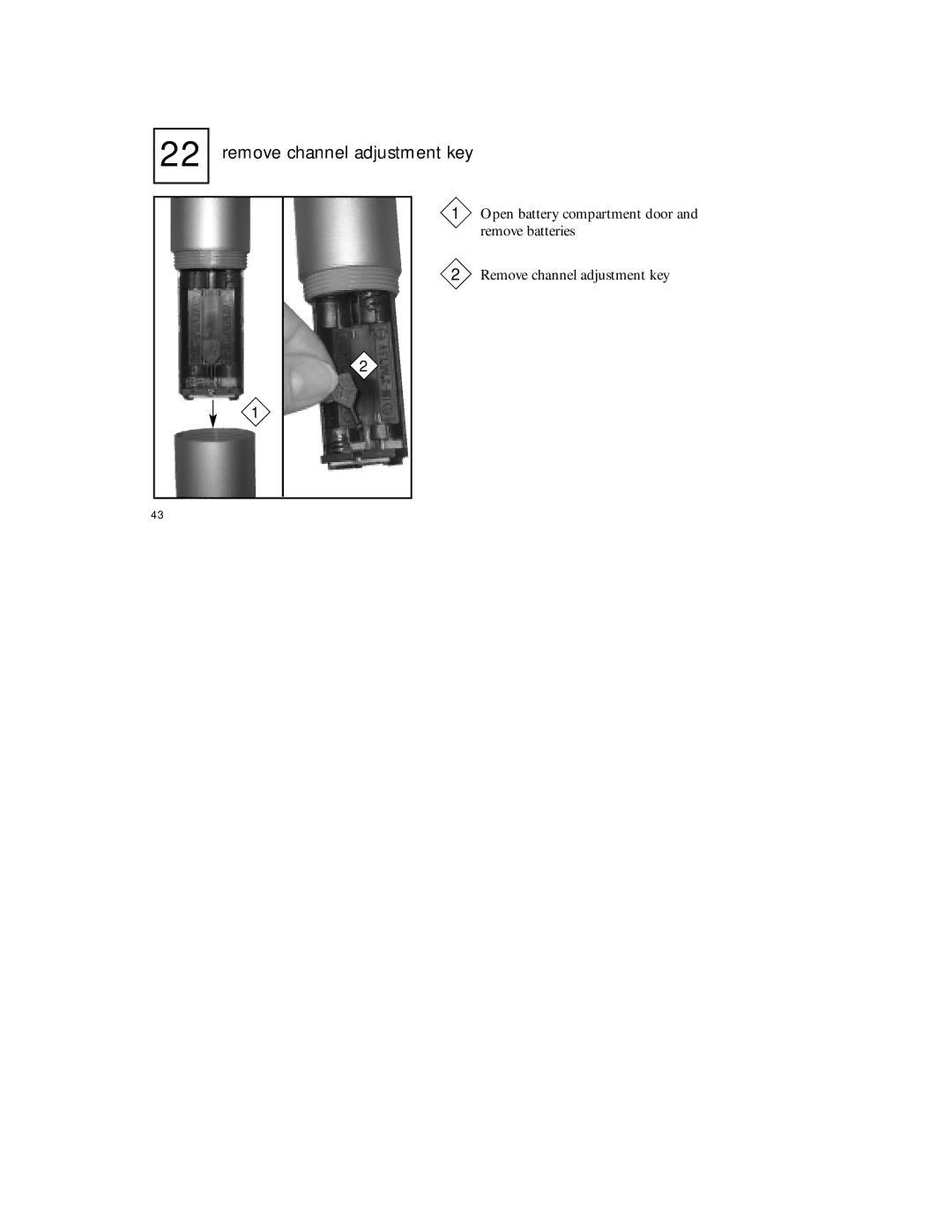 Radio Shack 920SR manual Remove channel adjustment key 