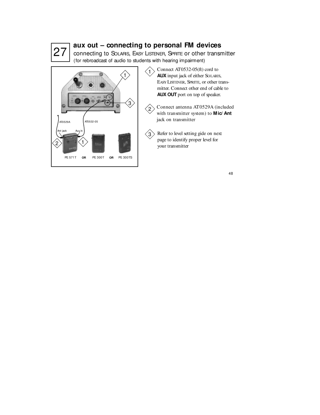 Radio Shack 920SR manual Aux out connecting to personal FM devices 