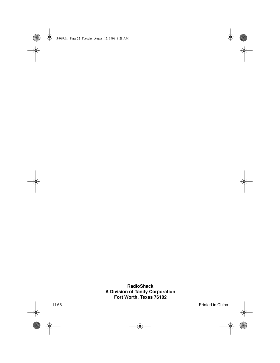 Radio Shack 999 owner manual RadioShack Division of Tandy Corporation Fort Worth, Texas 