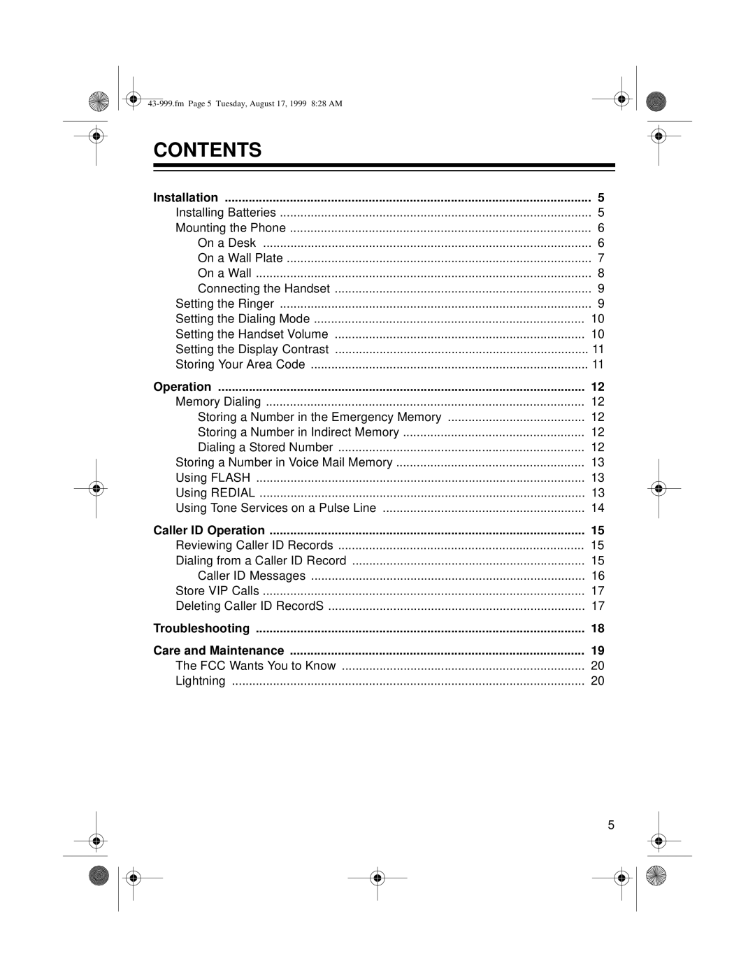 Radio Shack 999 owner manual Contents 