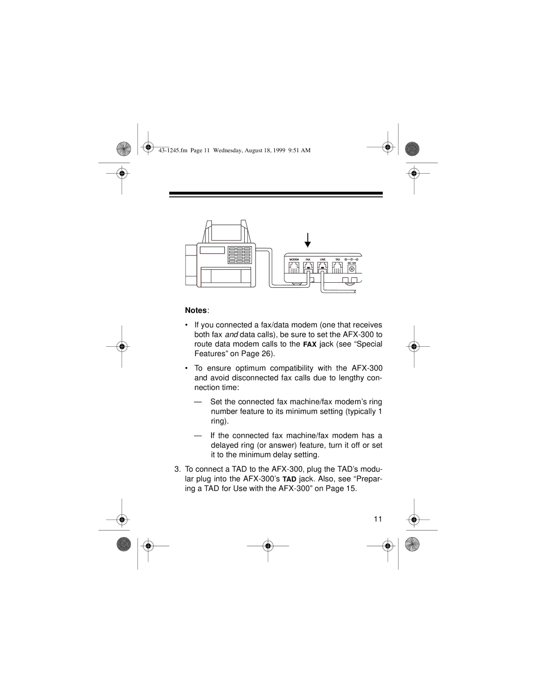 Radio Shack AFX-300 owner manual Fm Page 11 Wednesday, August 18, 1999 951 AM 