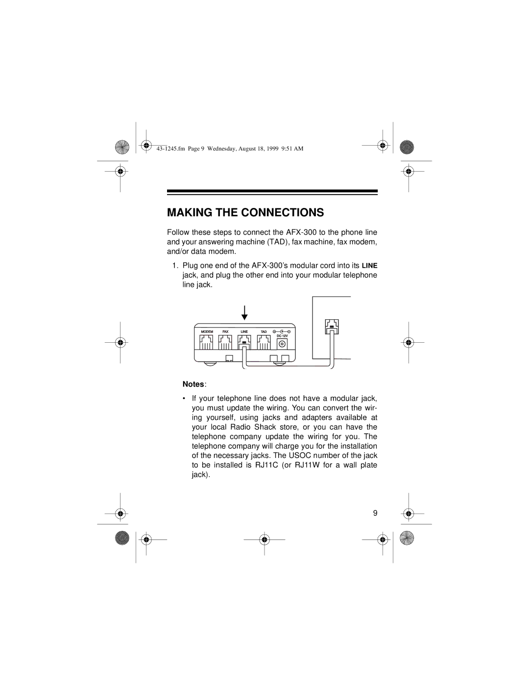 Radio Shack AFX-300 owner manual Making the Connections 