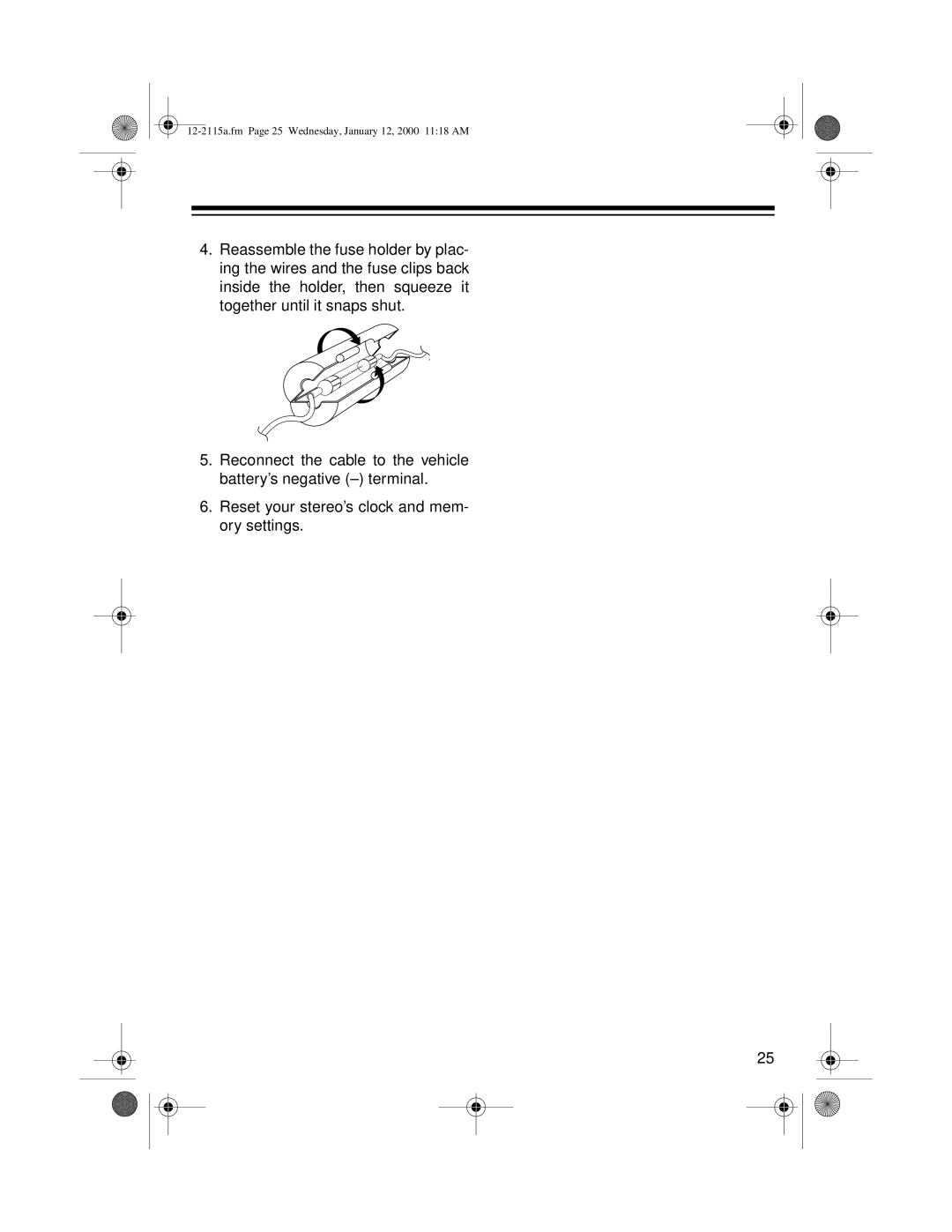 Radio Shack AM/FM Stereo Cassette owner manual 12-2115a.fm Page 25 Wednesday, January 12, 2000 1118 AM 