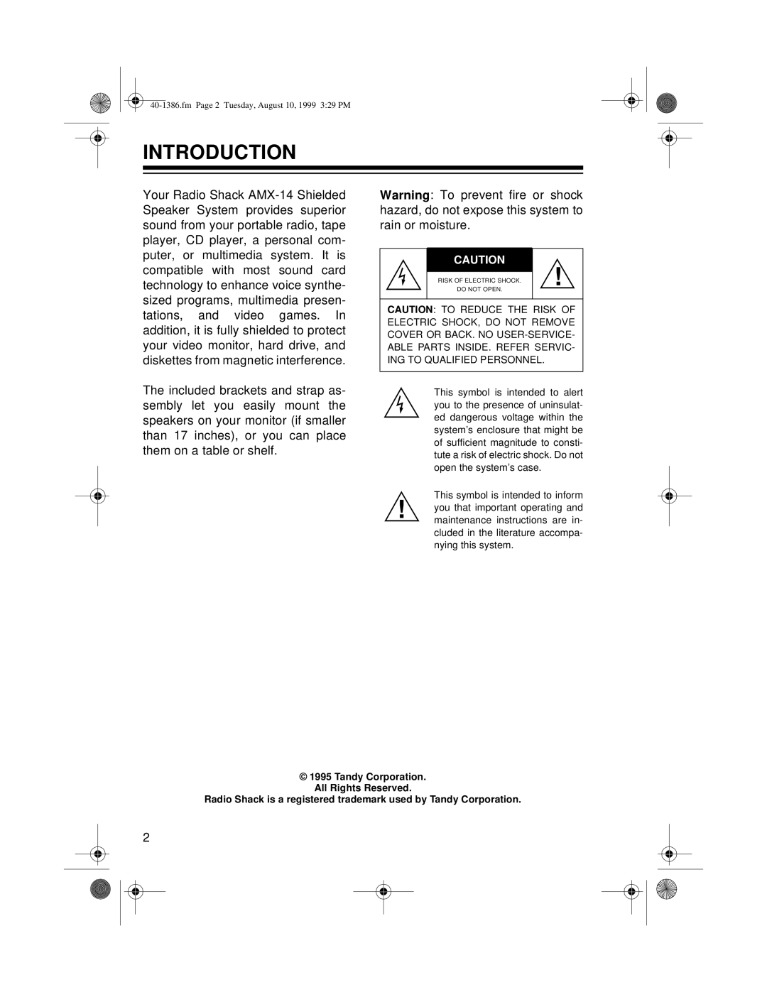 Radio Shack AMX-14 owner manual Introduction 