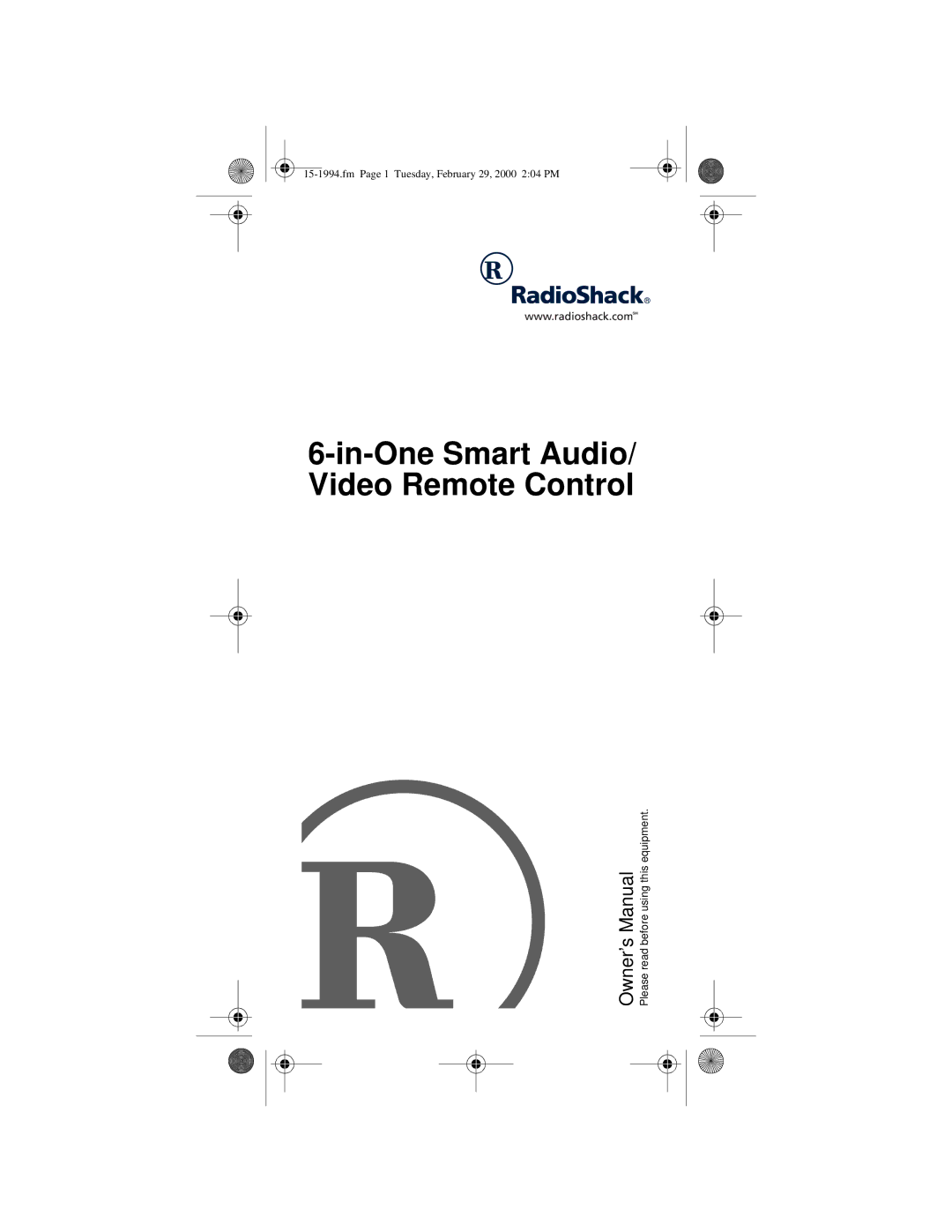 Radio Shack owner manual In-One Smart Audio/ Video Remote Control 