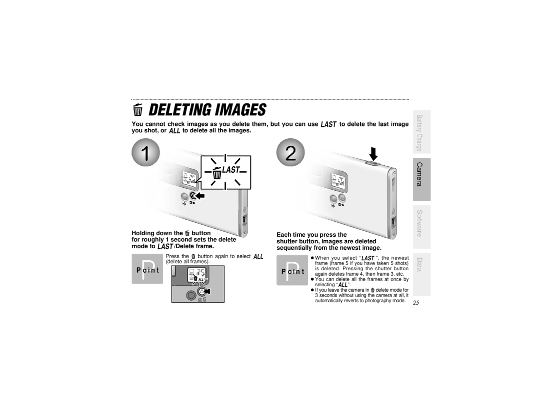 Radio Shack B-020405 owner manual Deleting Images, Each time you press 