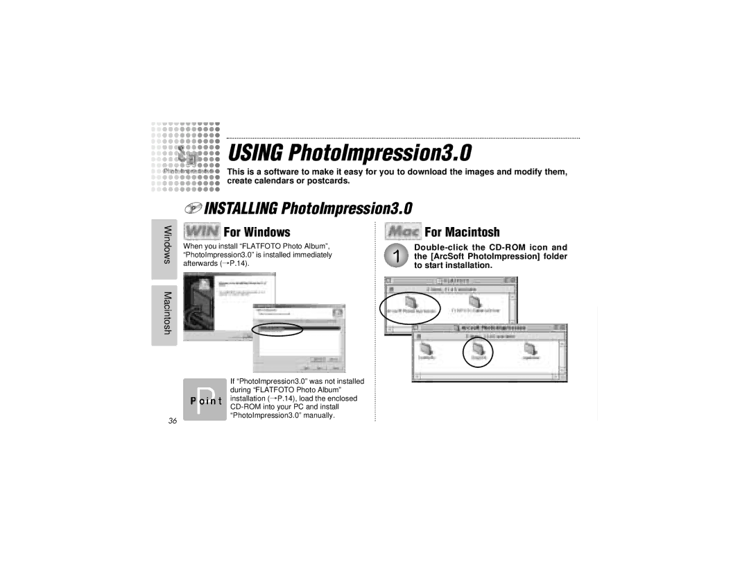 Radio Shack B-020405 owner manual Using PhotoImpression3.0, Installing PhotoImpression3.0 