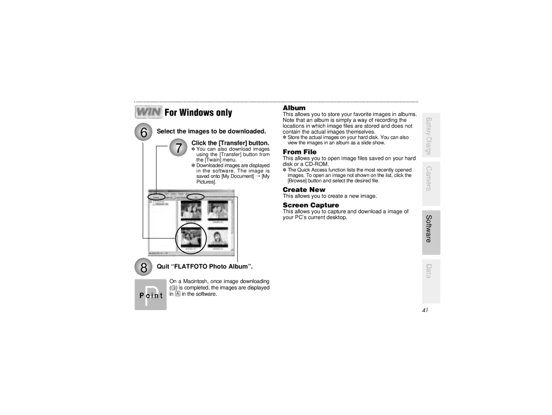 Radio Shack B-020405 owner manual From File, Create New, Screen Capture 