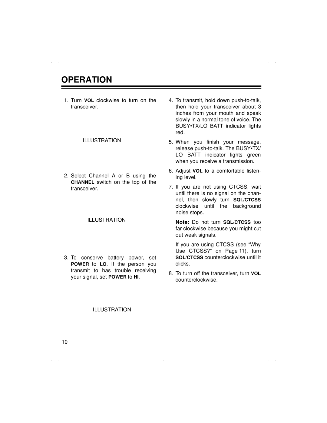 Radio Shack BTX-124 owner manual Operation 