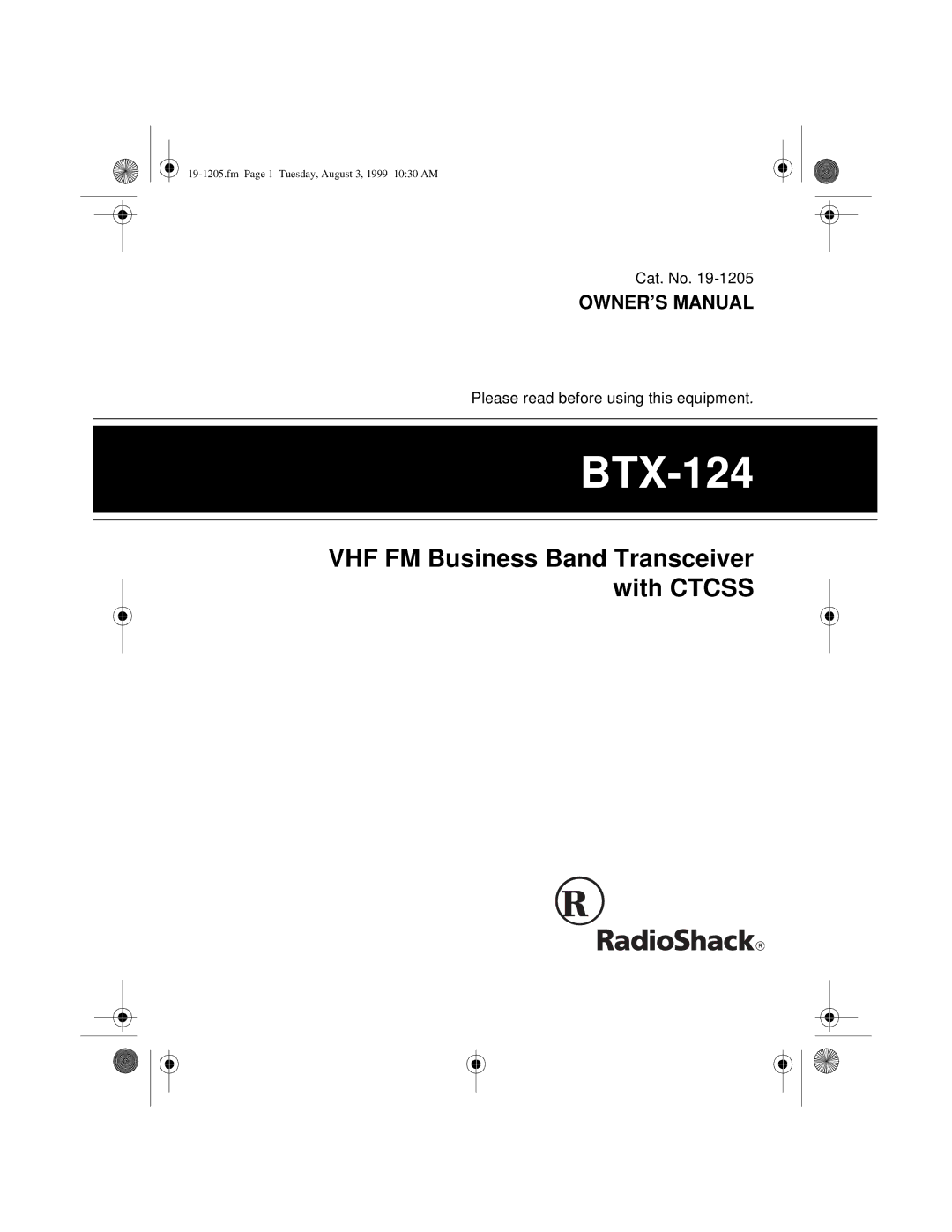 Radio Shack BTX-124 owner manual 