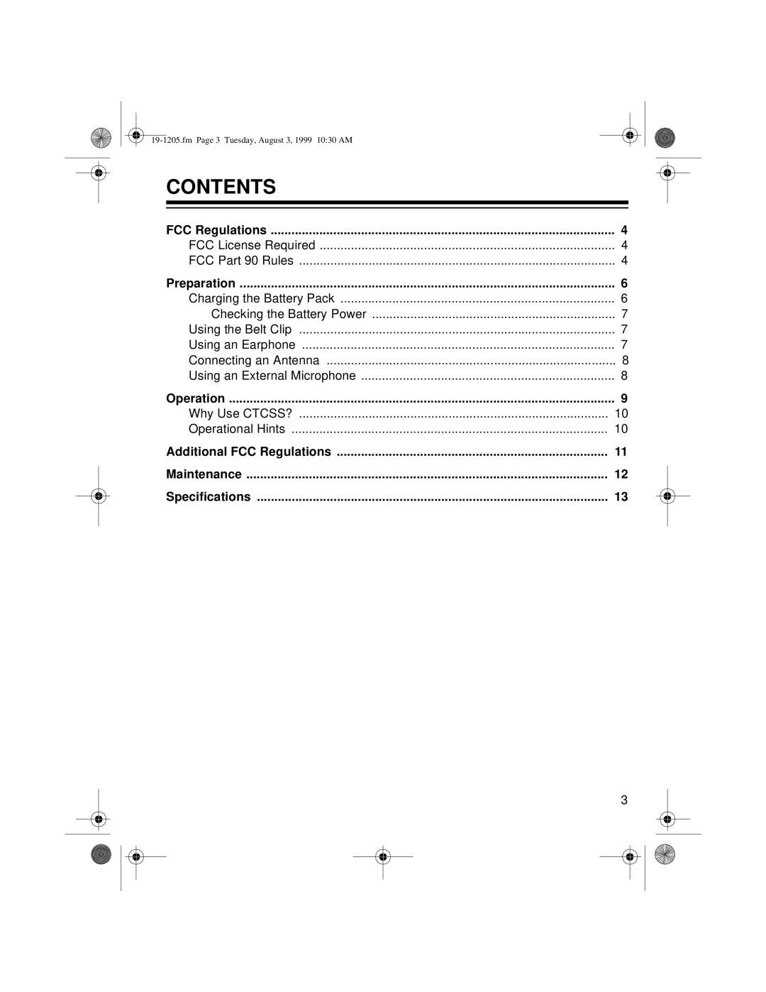 Radio Shack BTX-124 owner manual Contents 