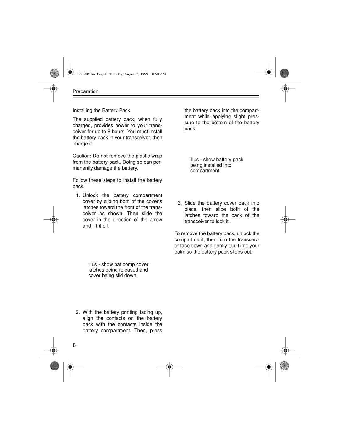 Radio Shack BTX-127 owner manual Fm Page 8 Tuesday, August 3, 1999 1050 AM 