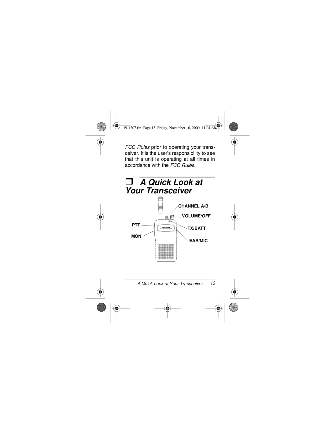 Radio Shack BTX-128 owner manual Quick Look at Your Transceiver 