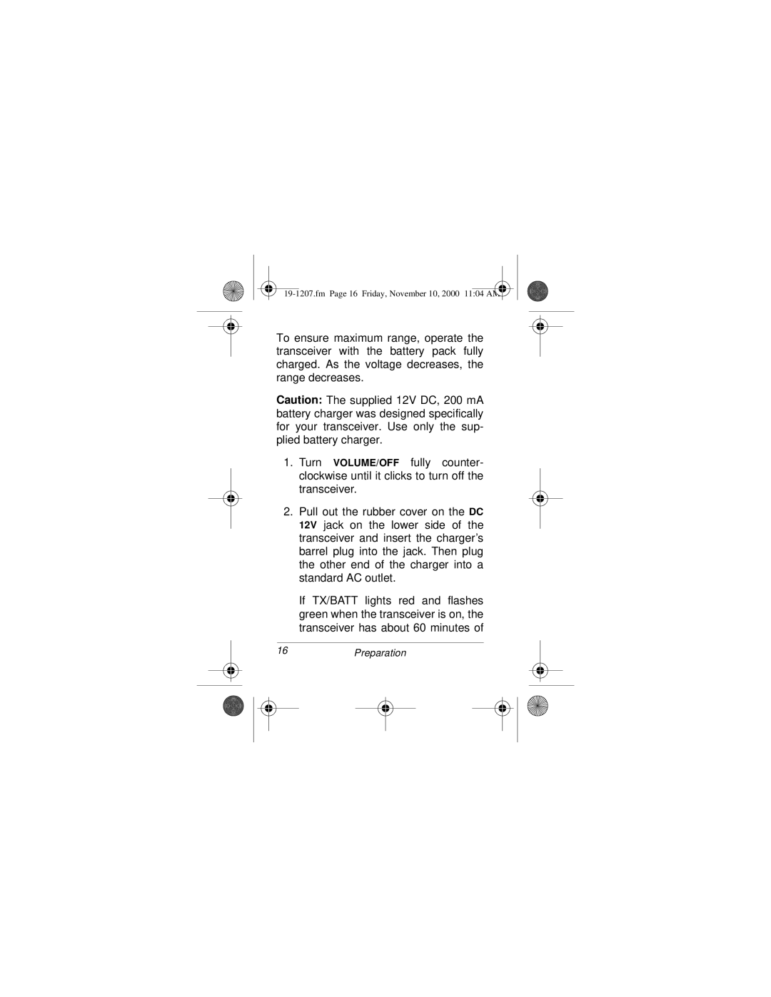 Radio Shack BTX-128 owner manual 16Preparation 