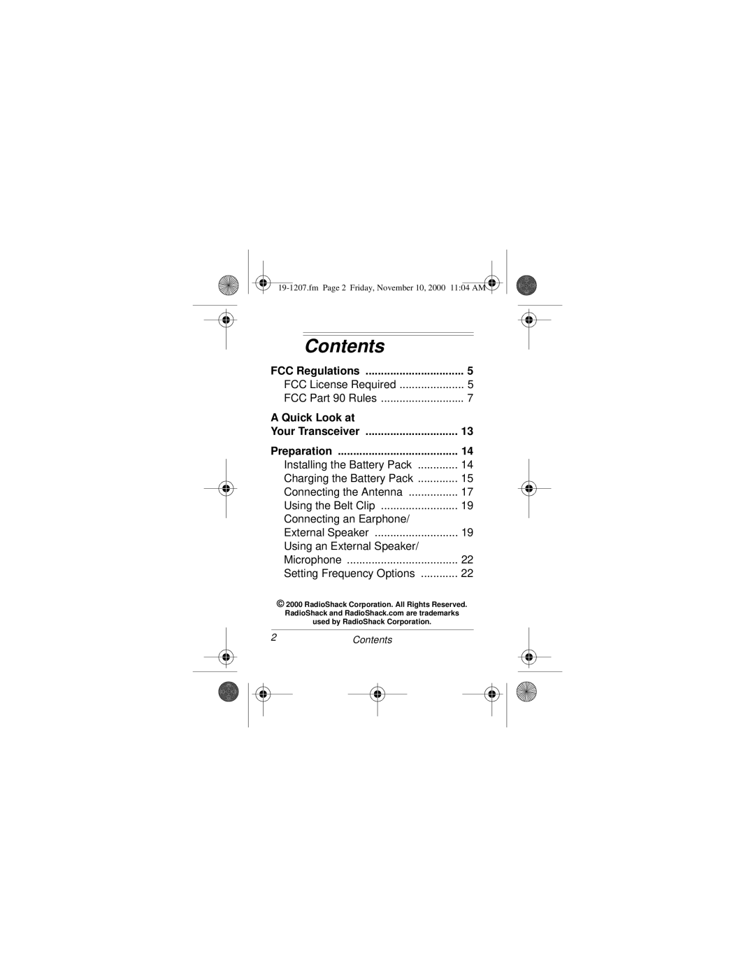 Radio Shack BTX-128 owner manual Contents 