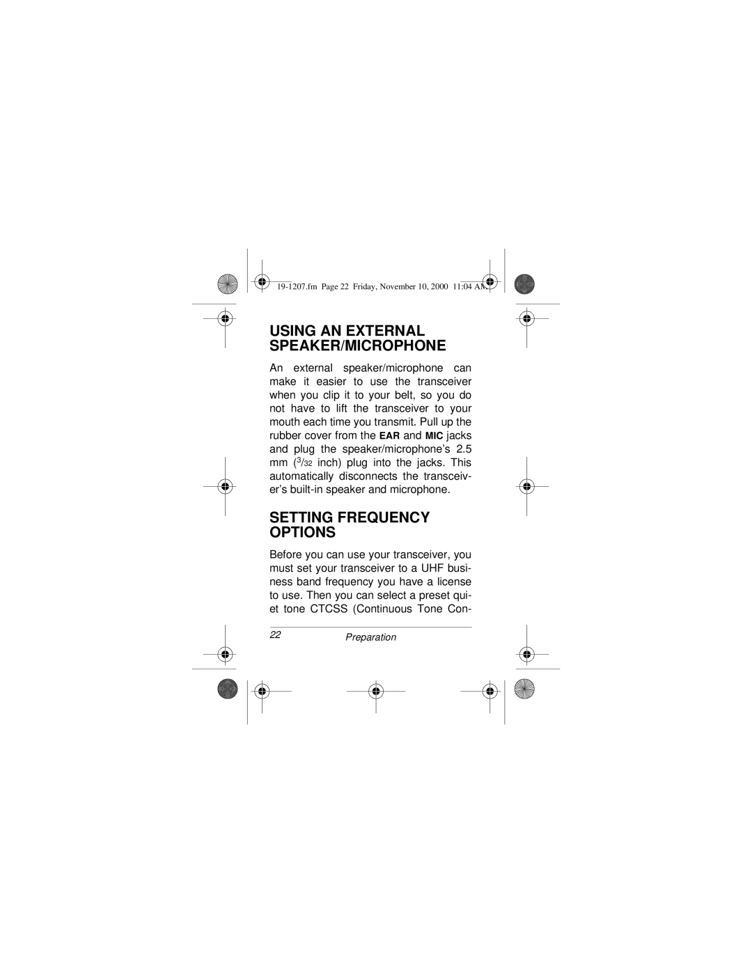 Radio Shack BTX-128 owner manual Using AN External SPEAKER/MICROPHONE, Setting Frequency Options 