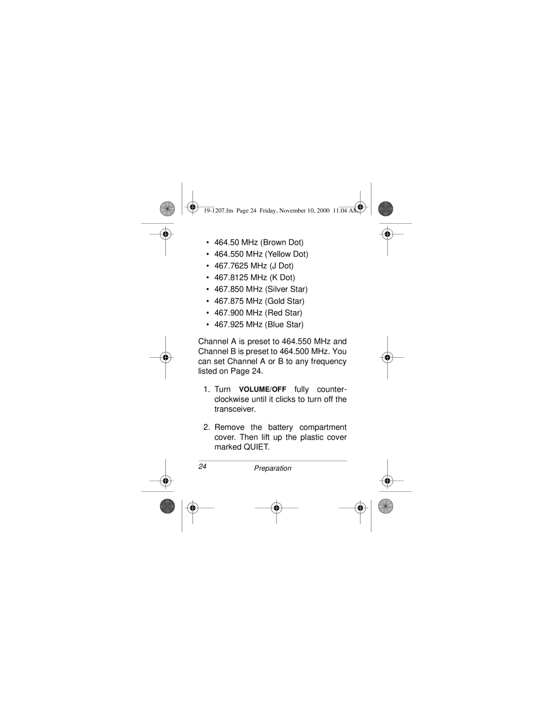 Radio Shack BTX-128 owner manual 24Preparation 