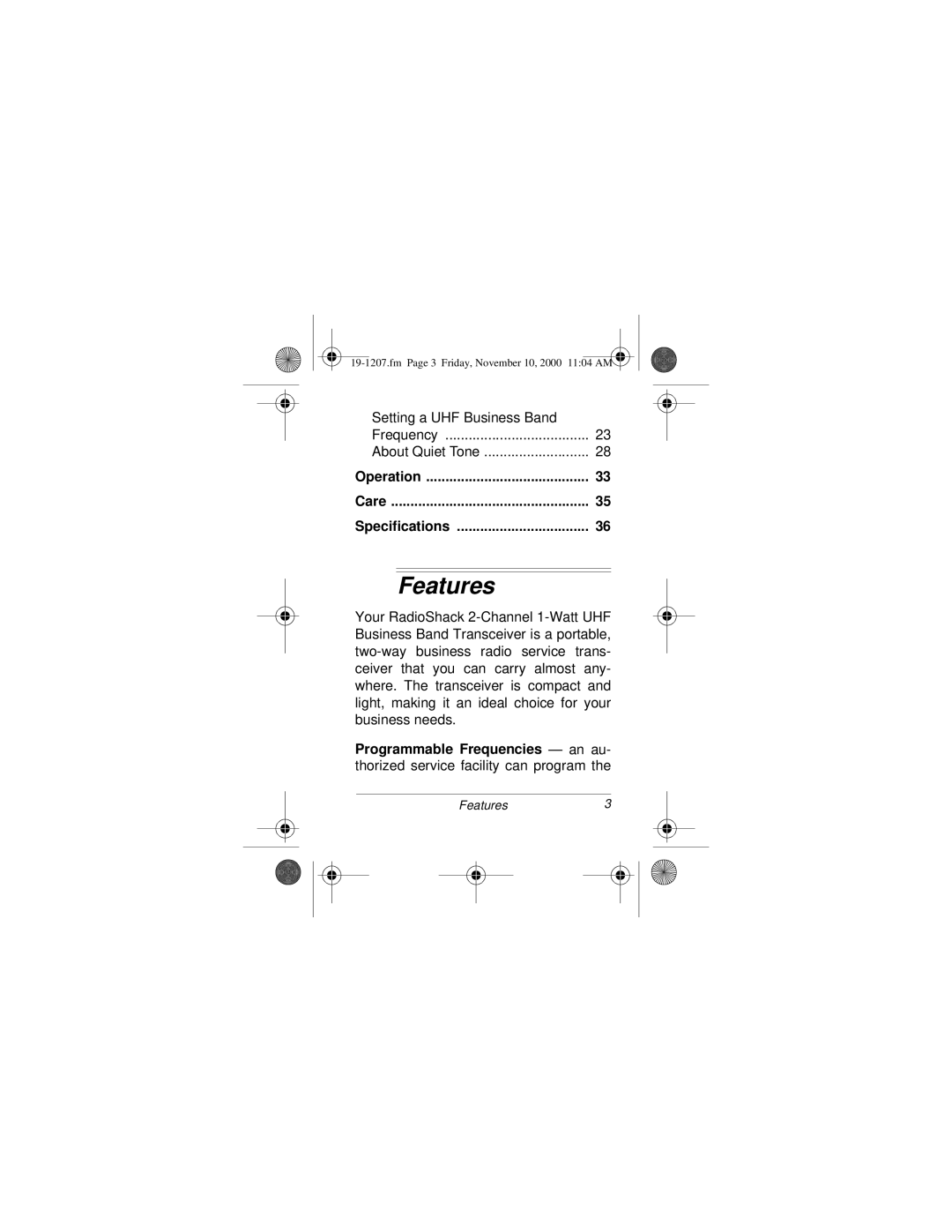 Radio Shack BTX-128 owner manual Features 