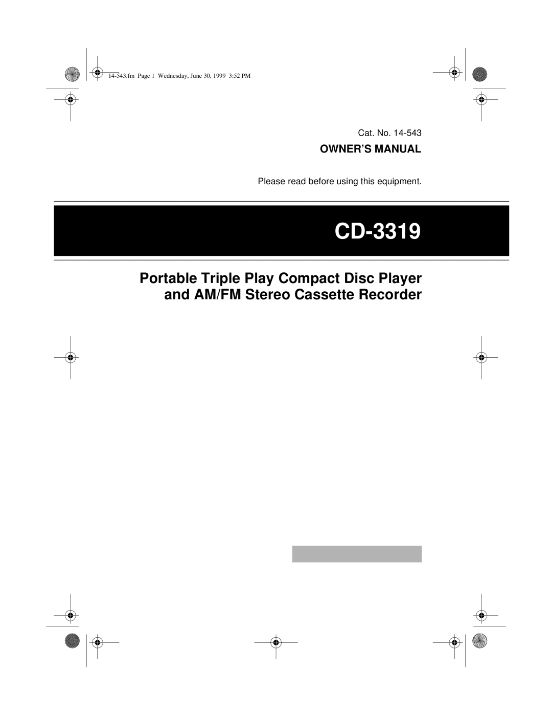 Radio Shack CD-3319 owner manual 