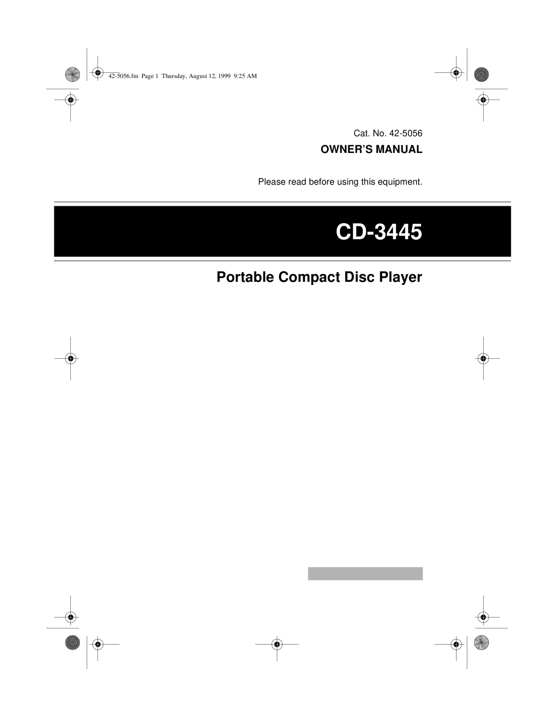 Radio Shack CD-3445 owner manual 