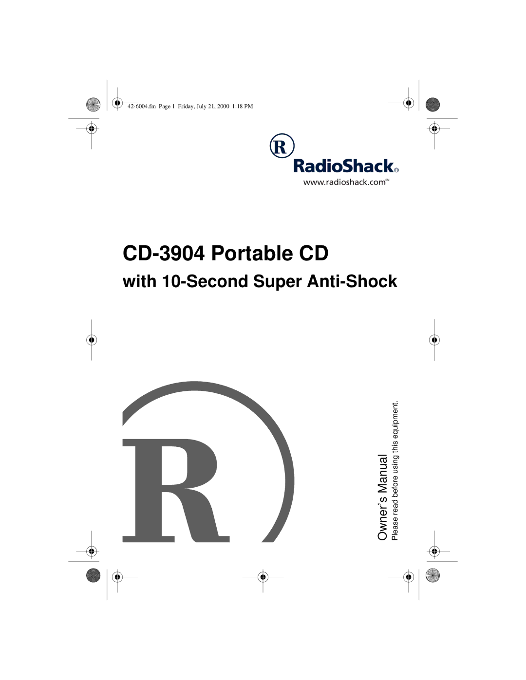 Radio Shack owner manual CD-3904 Portable CD 