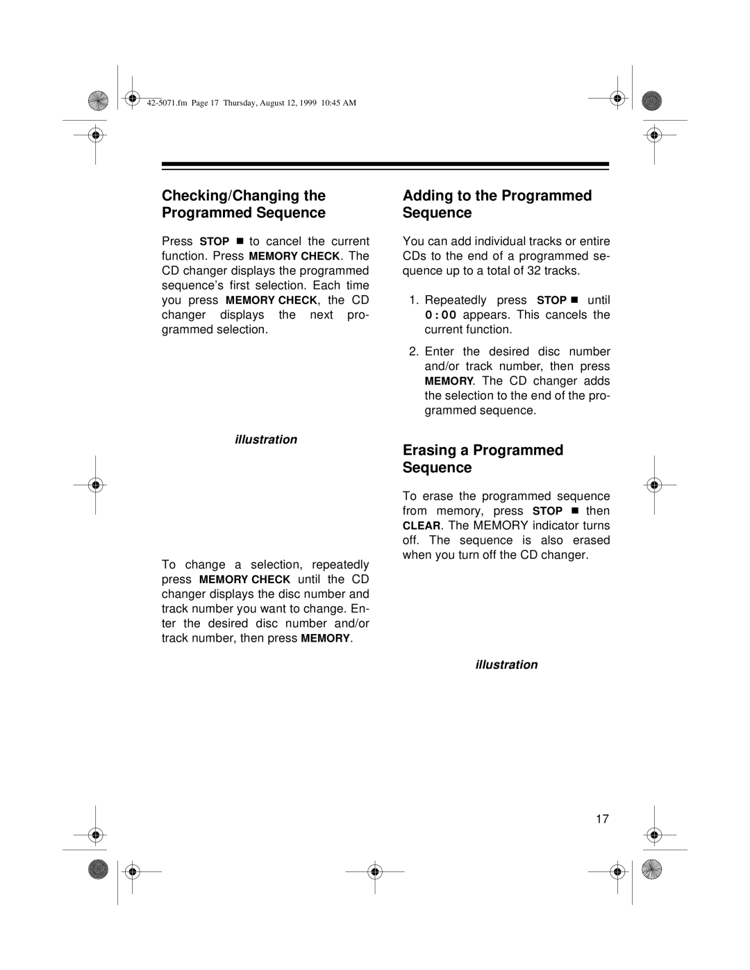 Radio Shack CD-8150 owner manual Checking/Changing the Programmed Sequence 