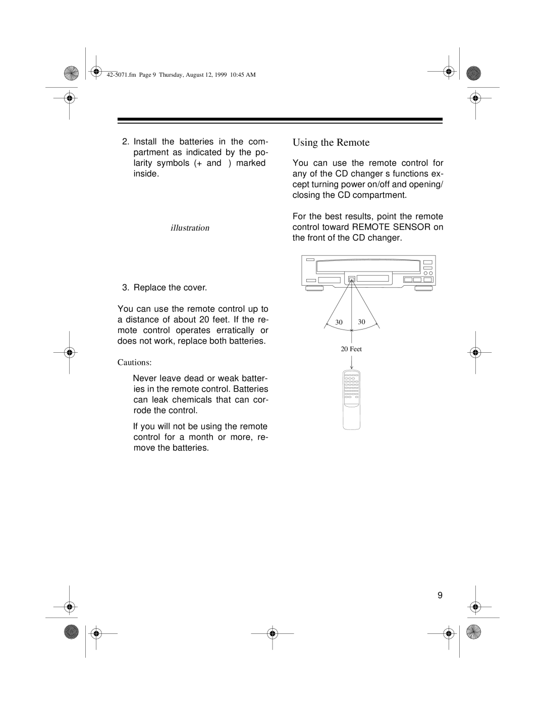 Radio Shack CD-8150 owner manual Using the Remote 