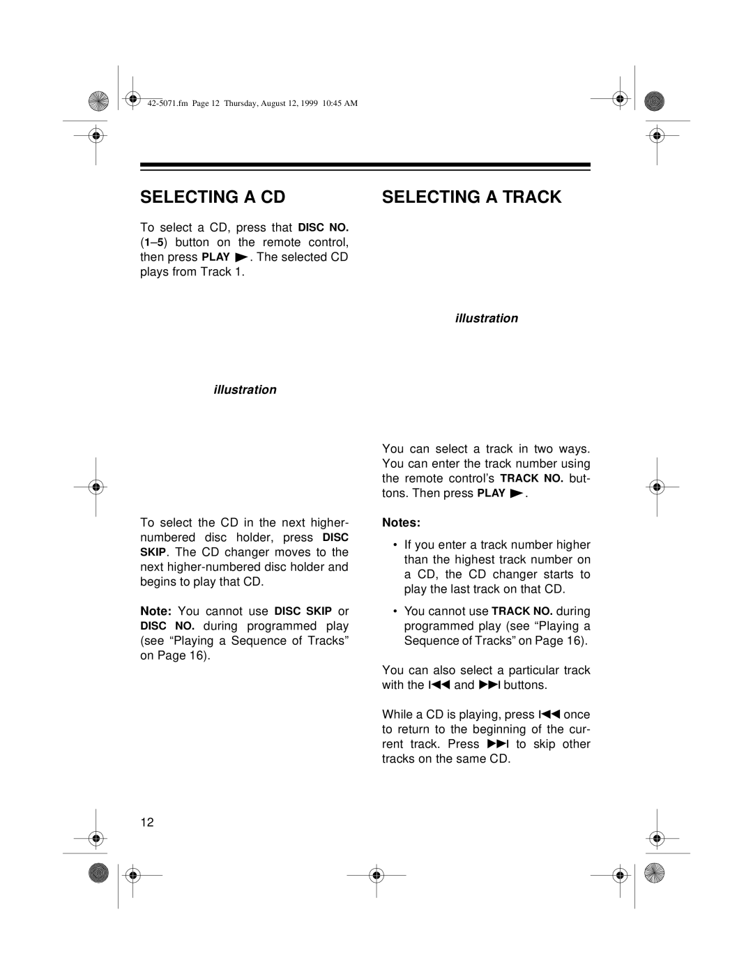Radio Shack CD-8150 owner manual Selecting A Cd, Selecting A Track, illustration 