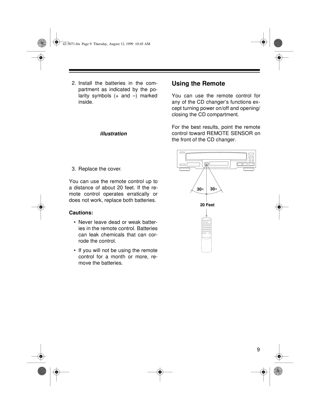 Radio Shack CD-8150 owner manual Using the Remote, illustration 