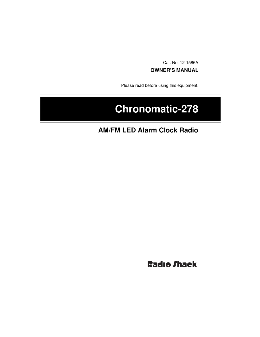 Radio Shack Chronomatic-278 owner manual 