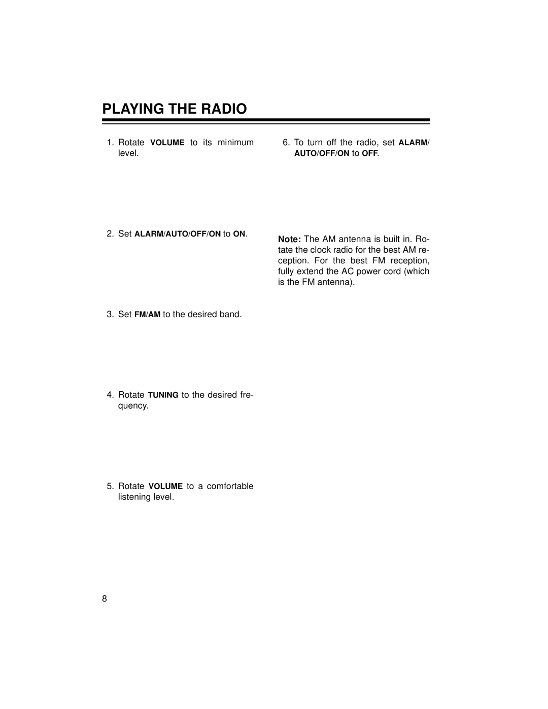 Radio Shack Chronomatic-278 owner manual Playing the Radio 