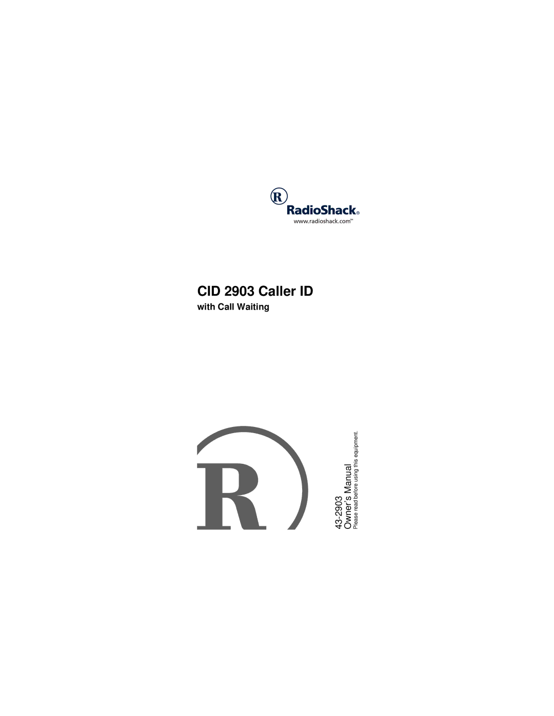 Radio Shack owner manual CID 2903 Caller ID 