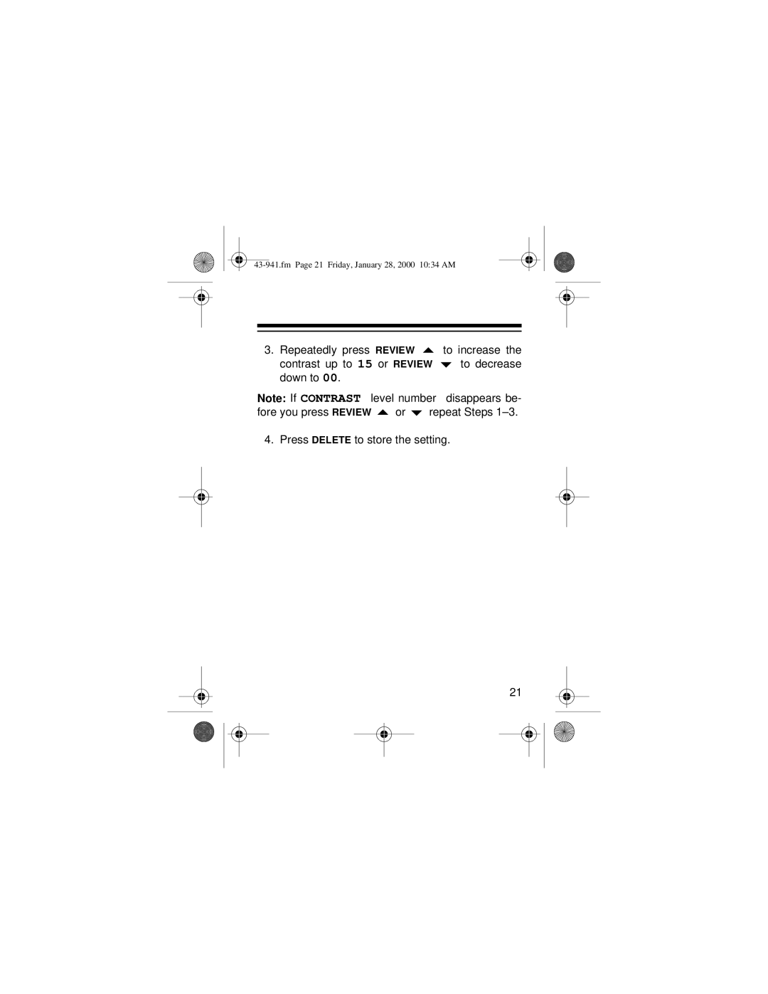 Radio Shack CID-941 owner manual Fm Page 21 Friday, January 28, 2000 1034 AM 