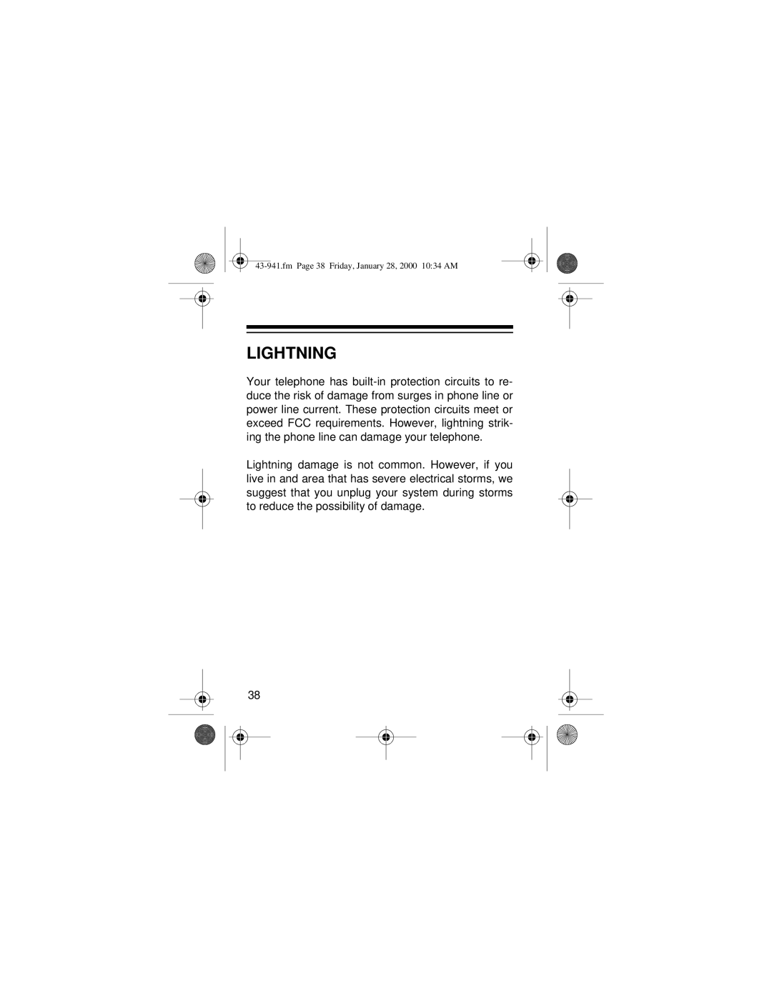 Radio Shack CID-941 owner manual Lightning 