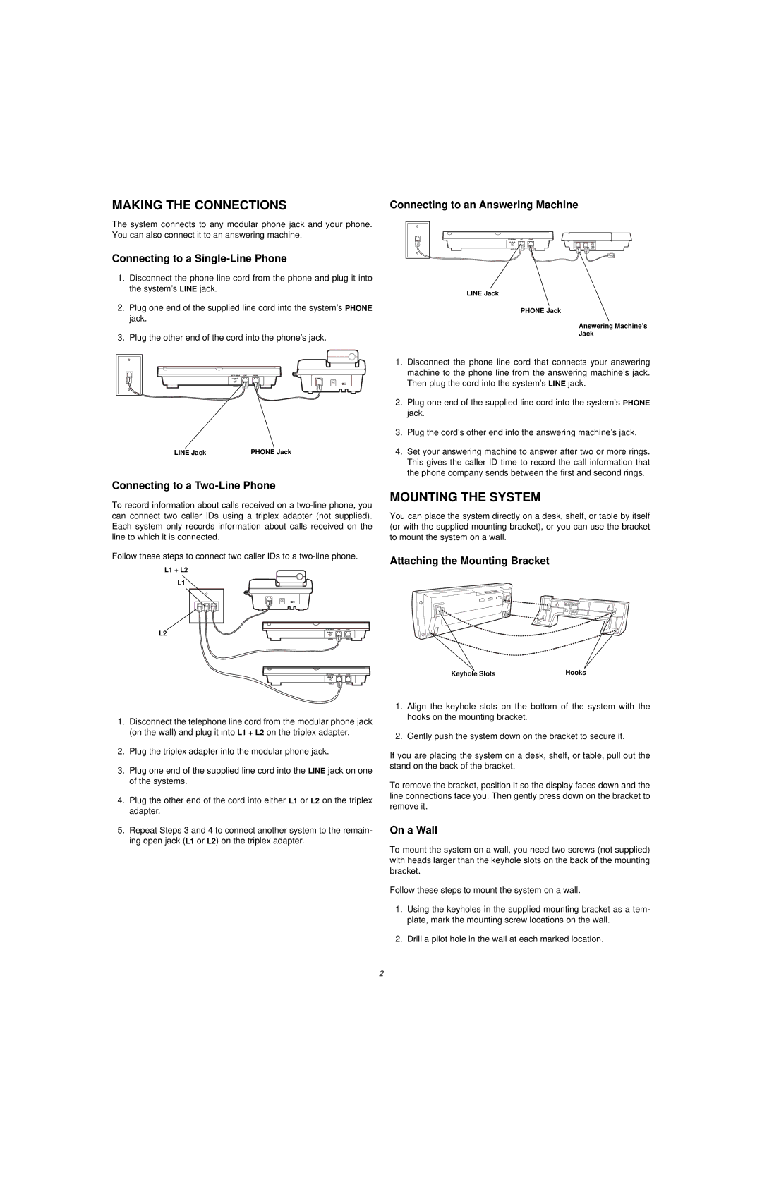 Radio Shack CID-948, 43-948 owner manual Making the Connections, Mounting the System 