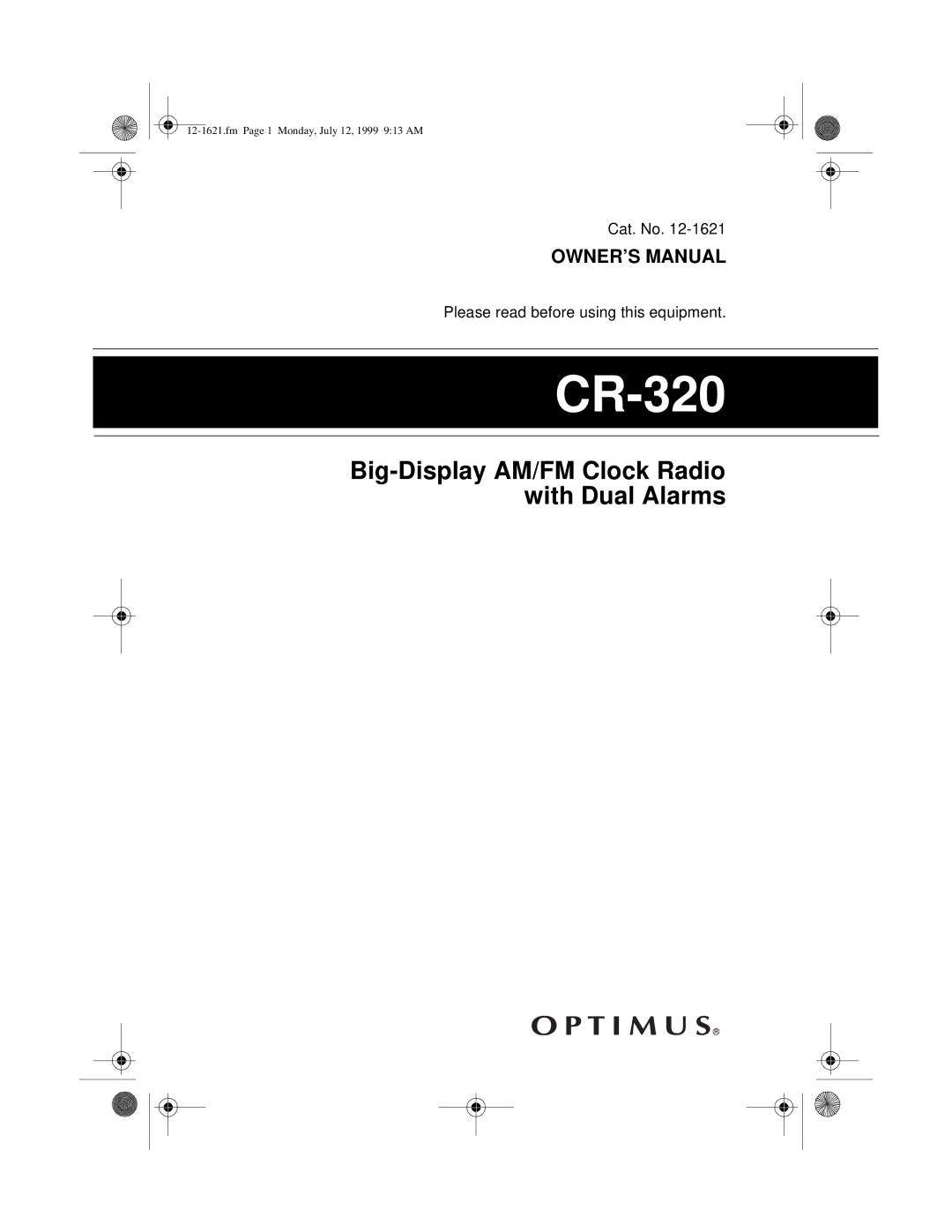 Radio Shack CR-320 owner manual 