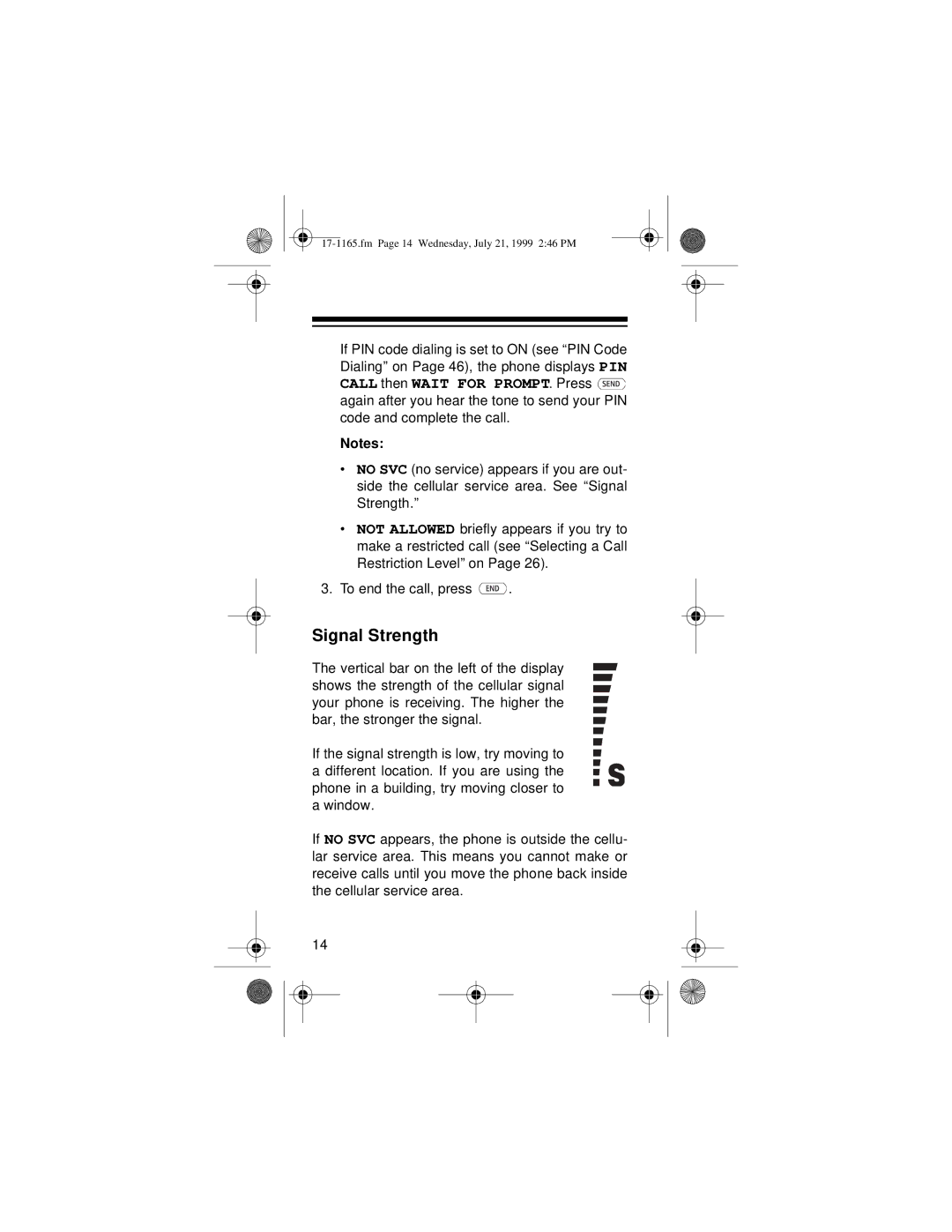 Radio Shack CT-354 owner manual Signal Strength 