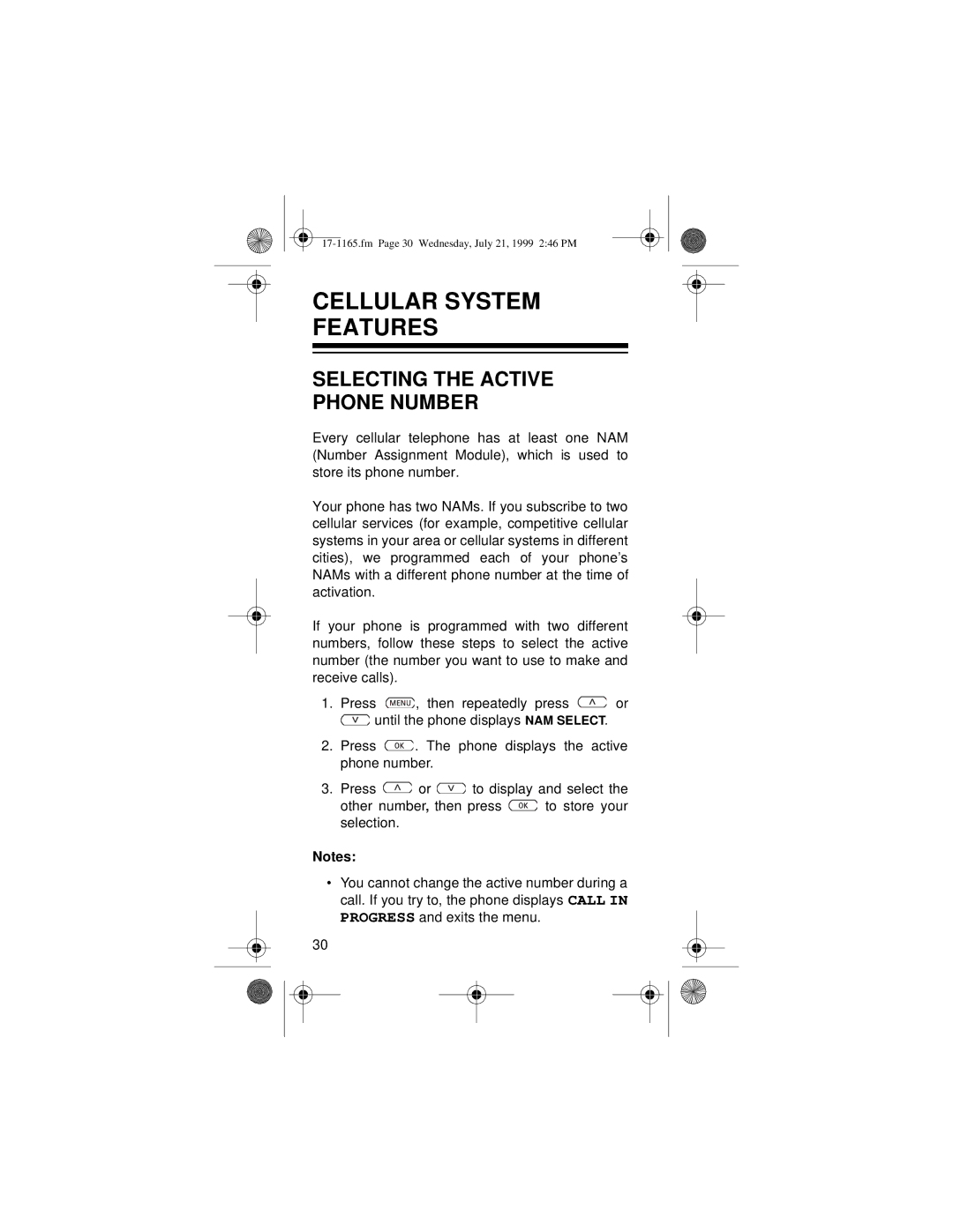 Radio Shack CT-354 owner manual Cellular System Features, Selecting the Active Phone Number 