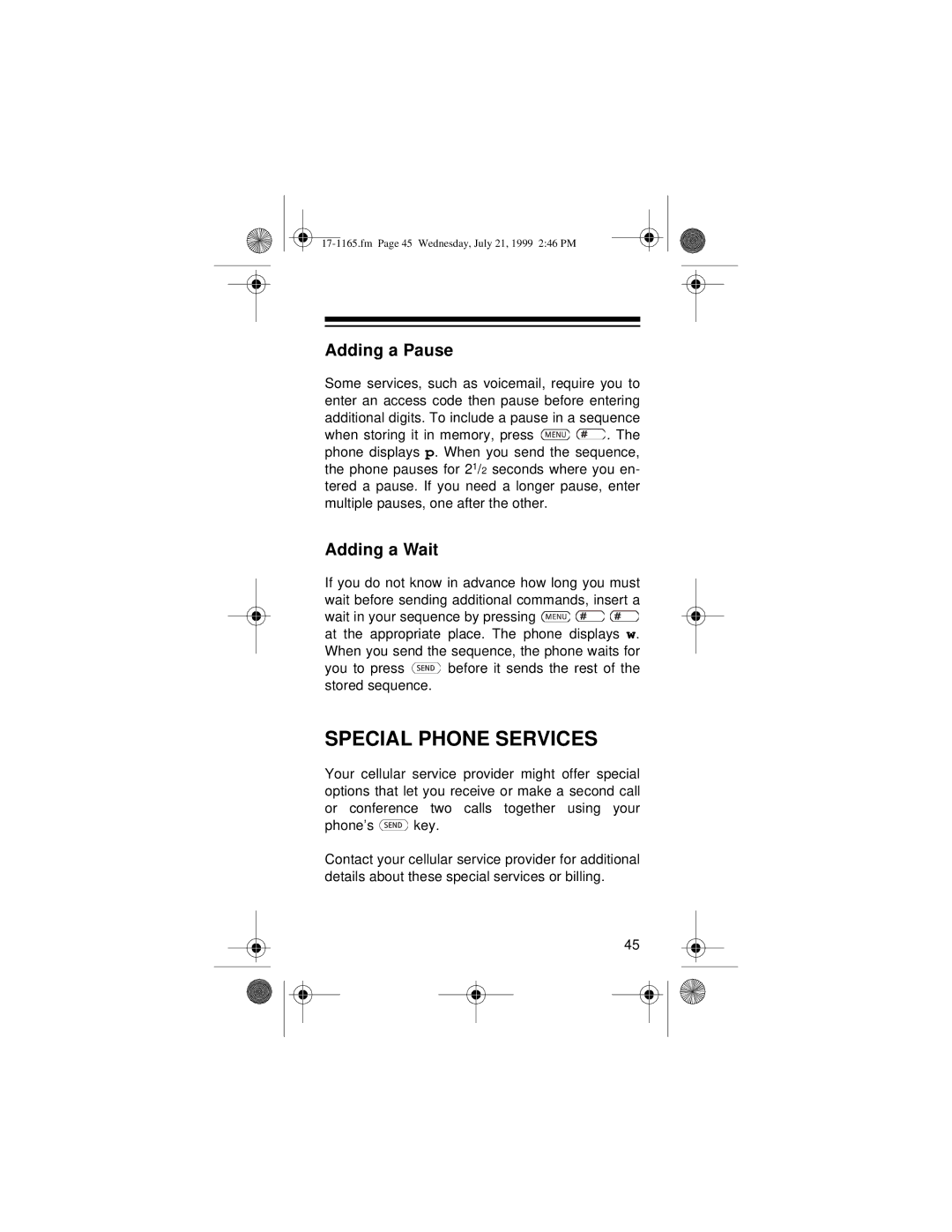 Radio Shack CT-354 owner manual Special Phone Services, Adding a Pause 