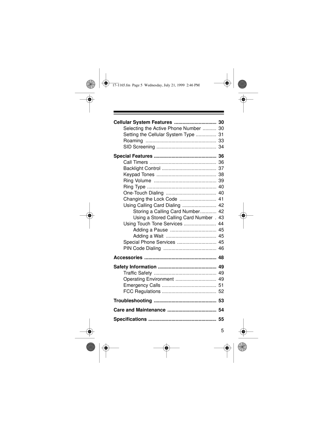 Radio Shack CT-354 owner manual Cellular System Features 