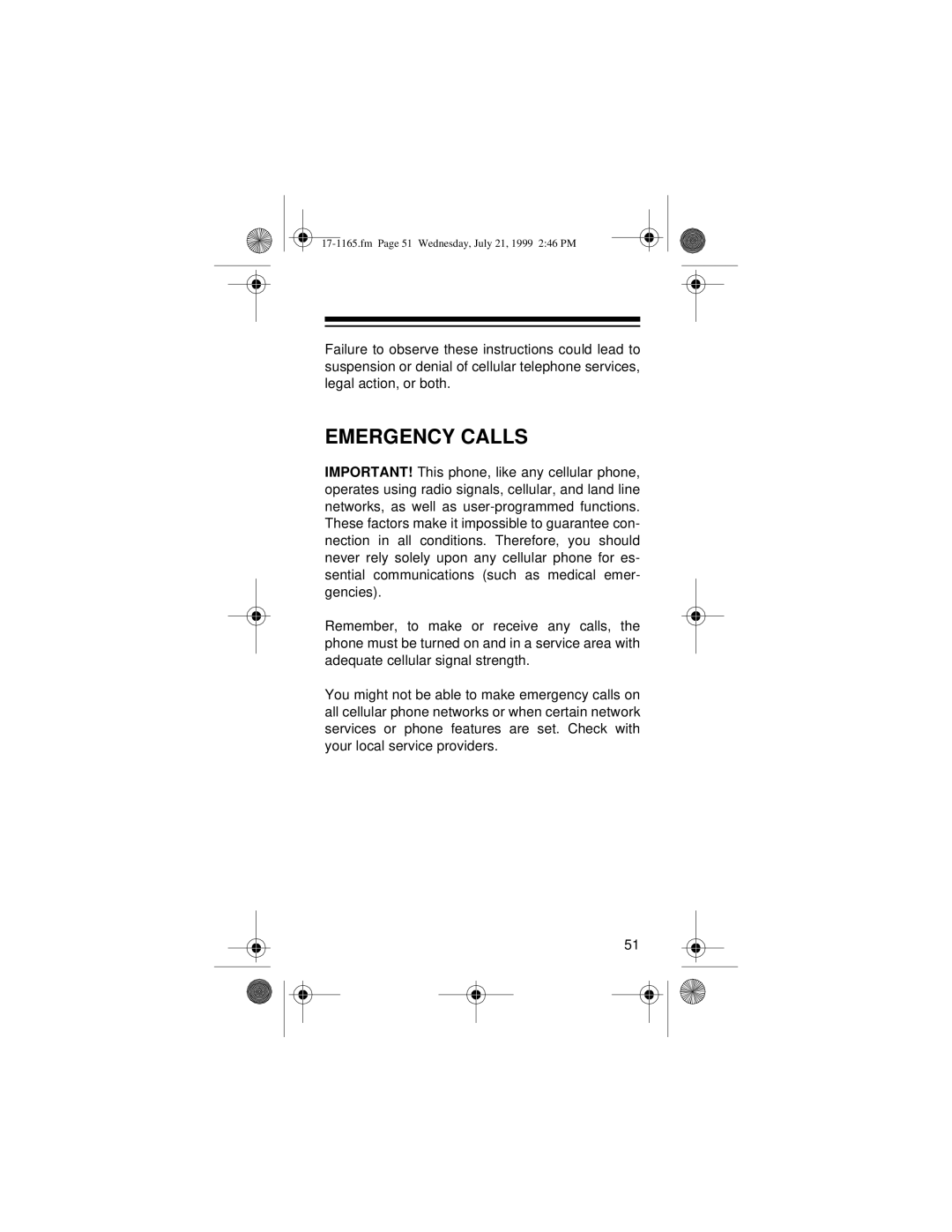 Radio Shack CT-354 owner manual Emergency Calls 