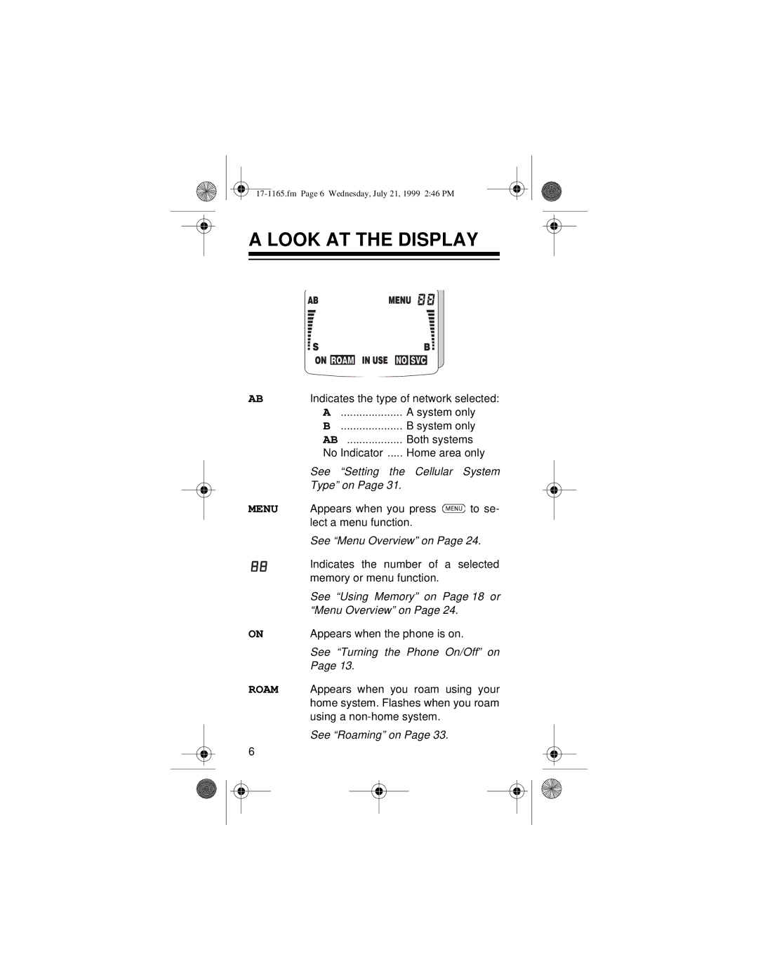 Radio Shack CT-354 owner manual Look AT the Display, Menu 