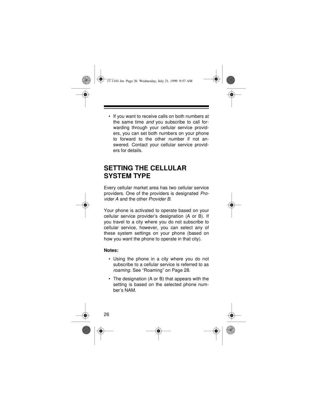 Radio Shack CT-400 owner manual Setting the Cellular System Type 