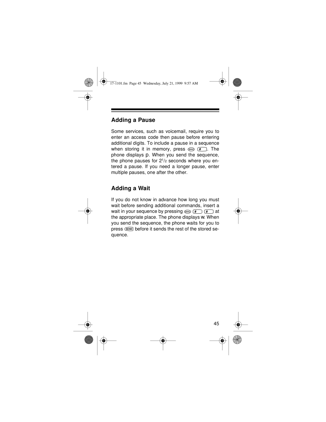 Radio Shack CT-400 owner manual Adding a Pause, Adding a Wait 