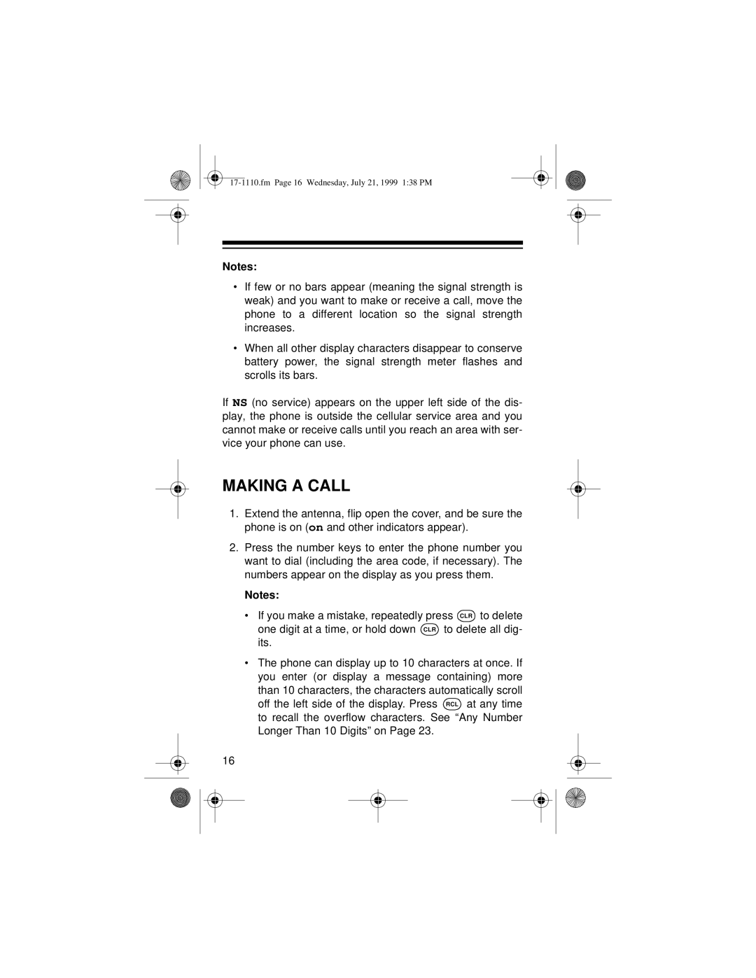 Radio Shack CT-501 owner manual Making a Call 