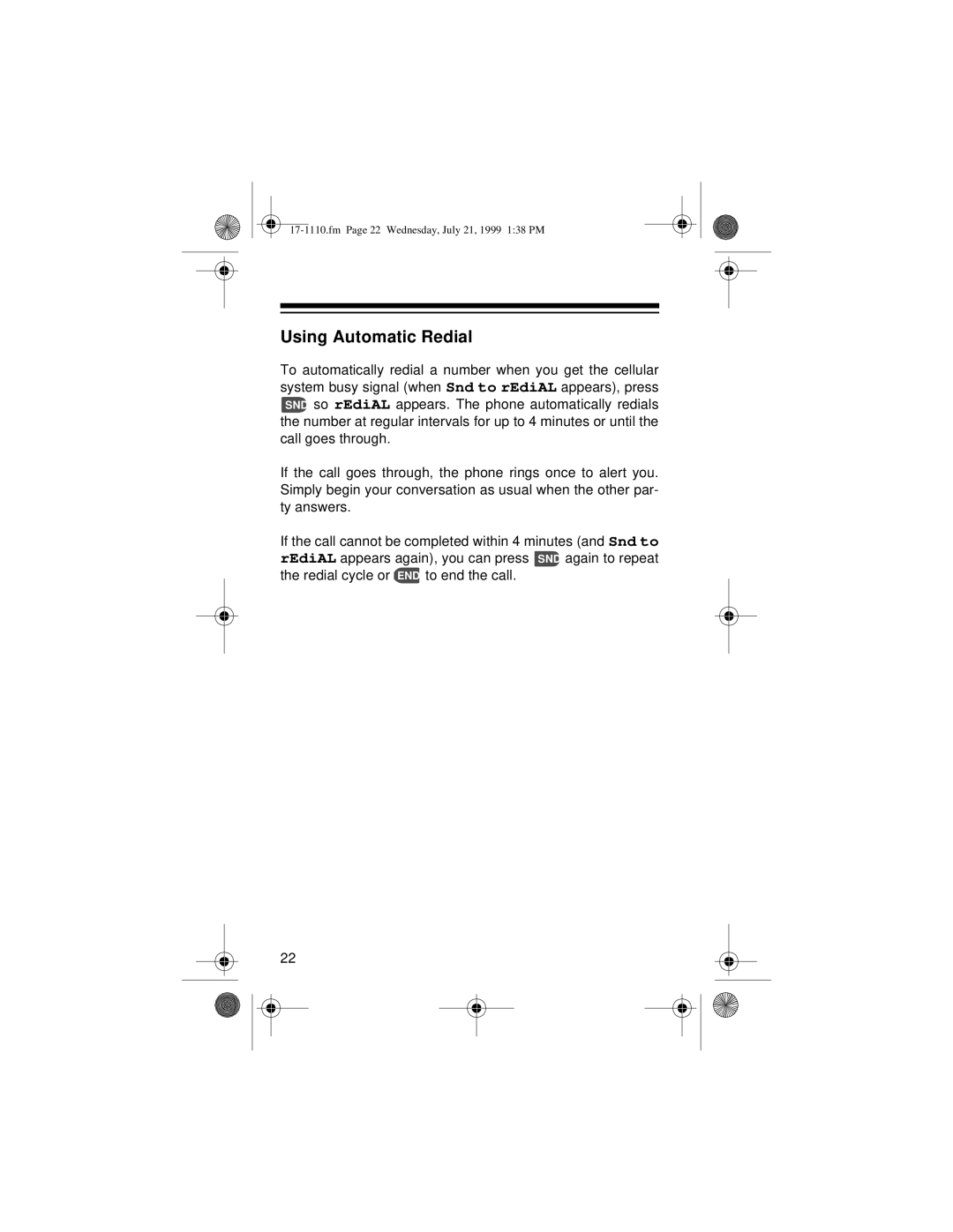 Radio Shack CT-501 owner manual Using Automatic Redial 