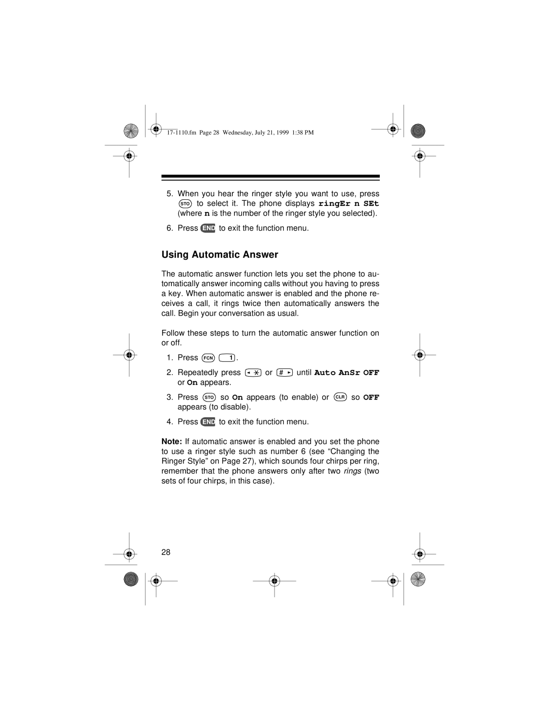 Radio Shack CT-501 owner manual Using Automatic Answer 