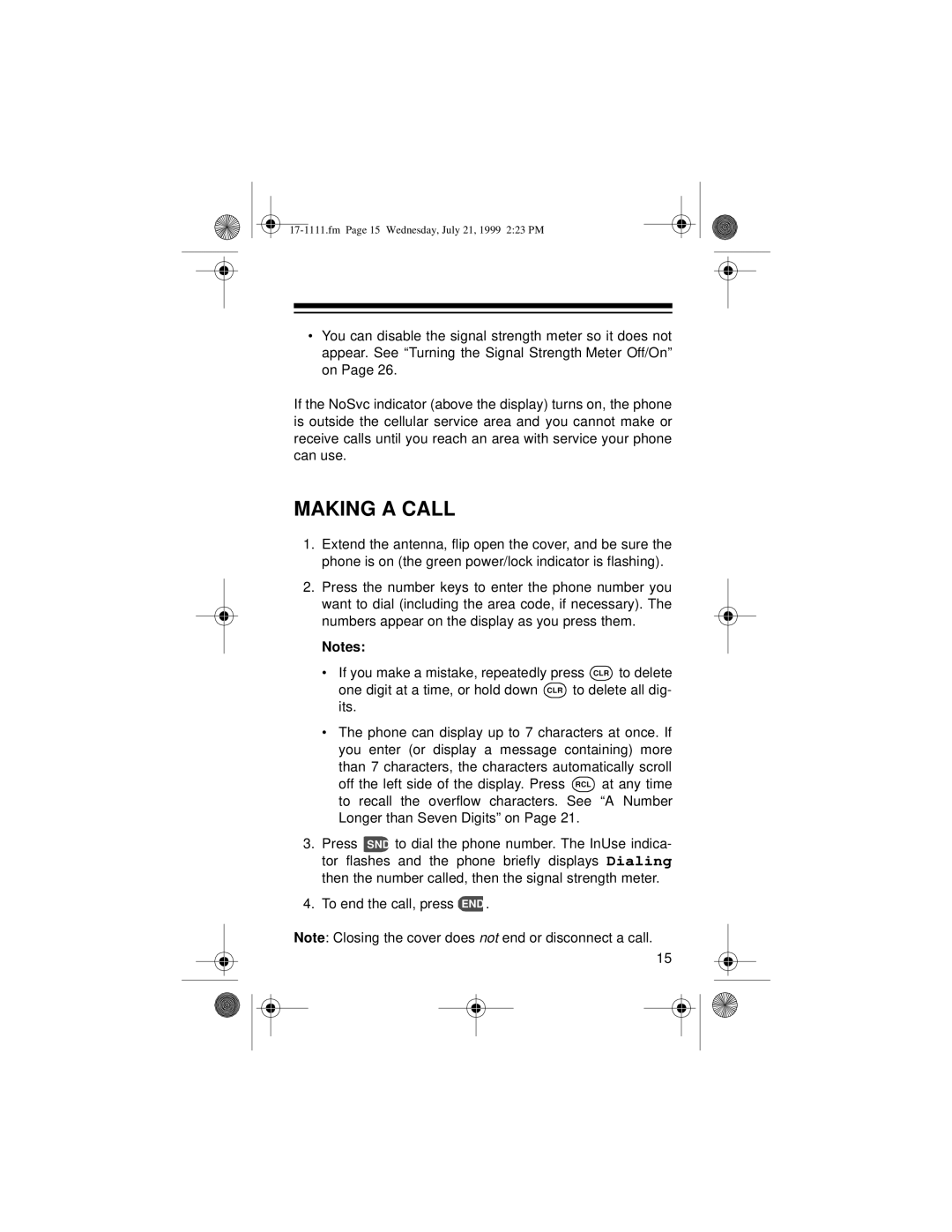 Radio Shack CT-502 owner manual Making a Call 