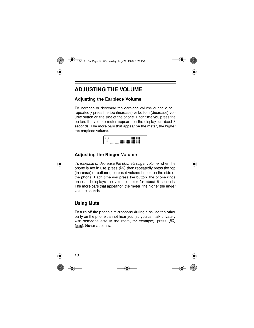 Radio Shack CT-502 Adjusting the Volume, Adjusting the Earpiece Volume, Adjusting the Ringer Volume, Using Mute 